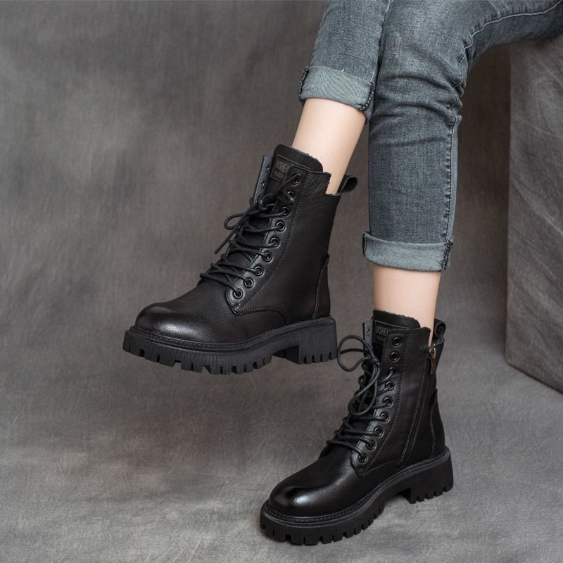 Lace Platform Up Boots Short
