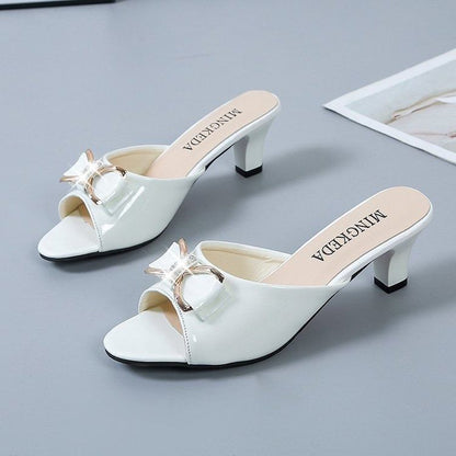Slide Heel Bow High Sandals