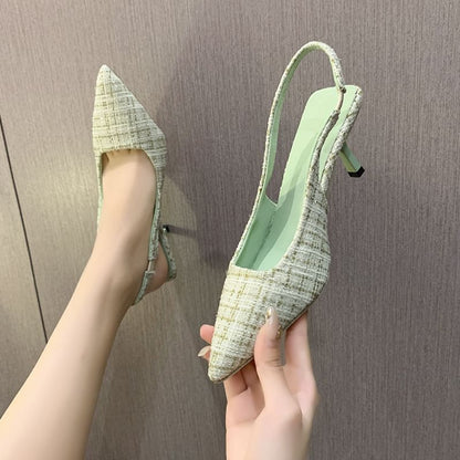 Pumps Tweed Slingback Pointed Toe