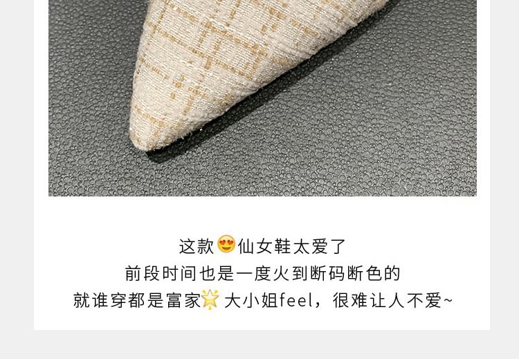 Pumps Tweed Slingback Pointed Toe