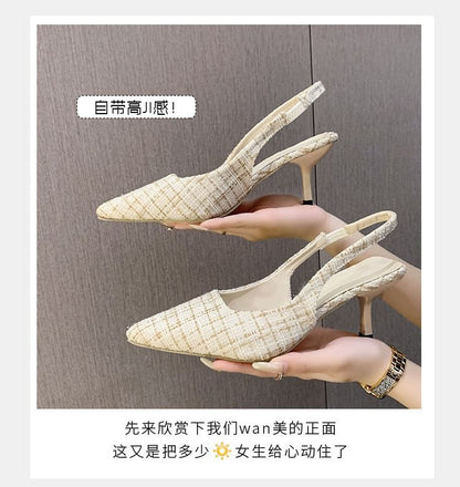 Pumps Tweed Slingback Pointed Toe
