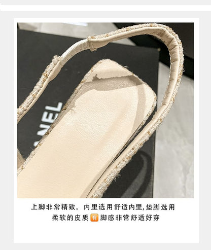 Pumps Tweed Slingback Pointed Toe