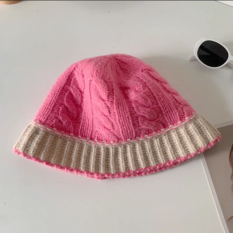 Two Tone Knit Cloche Hat