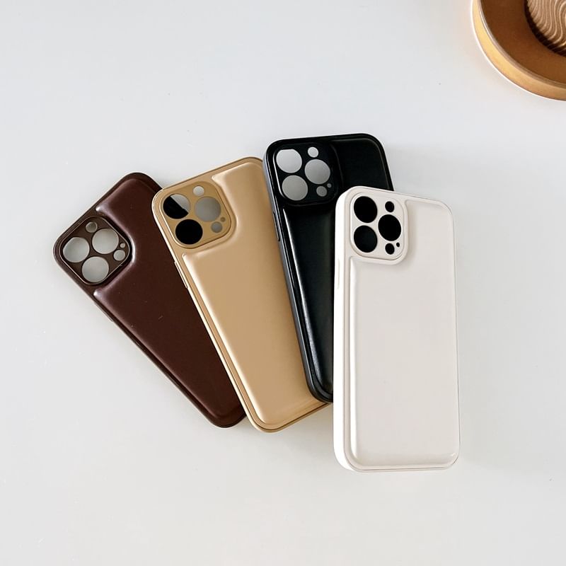 Leather Faux Plain Phone Case