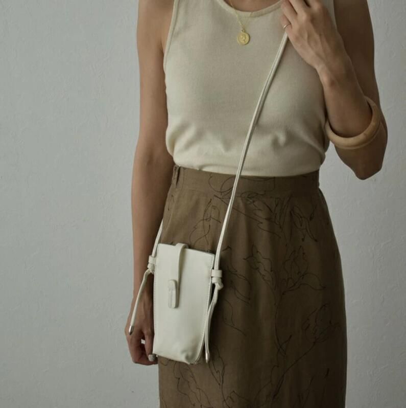 Leather Plain Bag Crossbody Mobile Faux Phone
