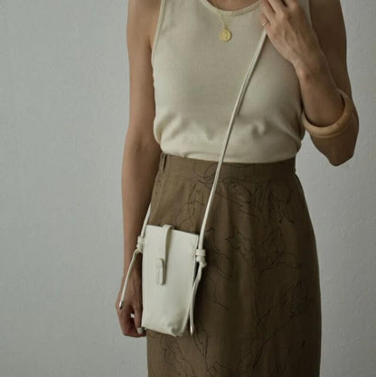 Leather Plain Bag Crossbody Mobile Faux Phone