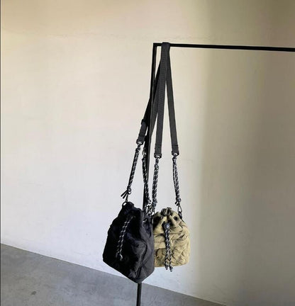Bag Bucket Drawstring Quilted Nylon
