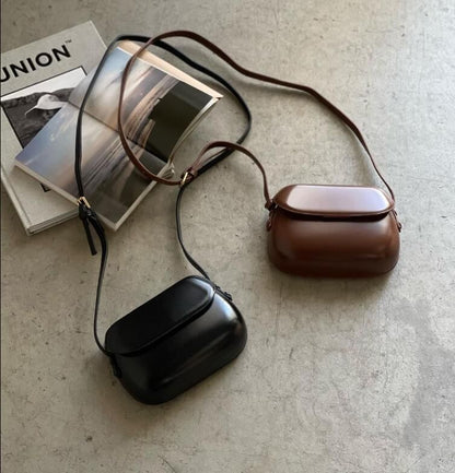 Faux Crossbody Flap Leather Plain Bag