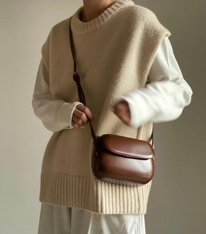 Faux Crossbody Flap Leather Plain Bag