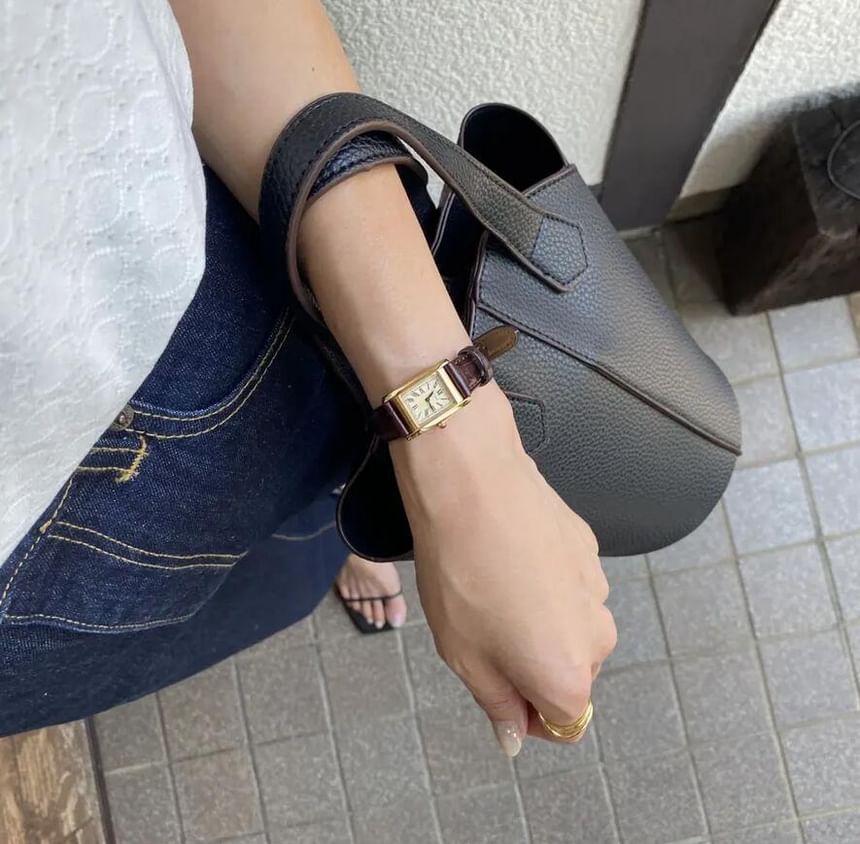 Bucket Plain Faux Bag Leather