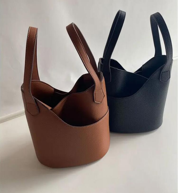 Bucket Plain Faux Bag Leather