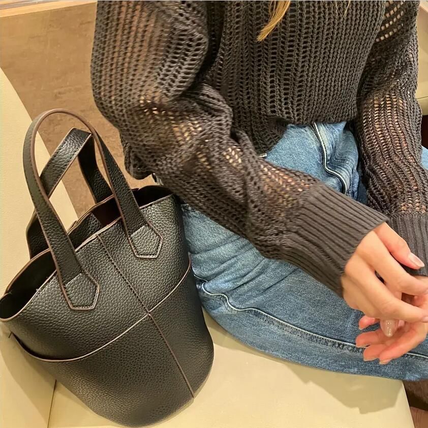 Bucket Plain Faux Bag Leather