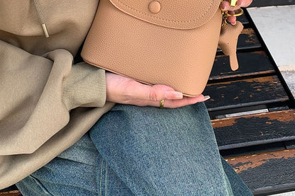 Leather Faux Bag Flap Crossbody Plain