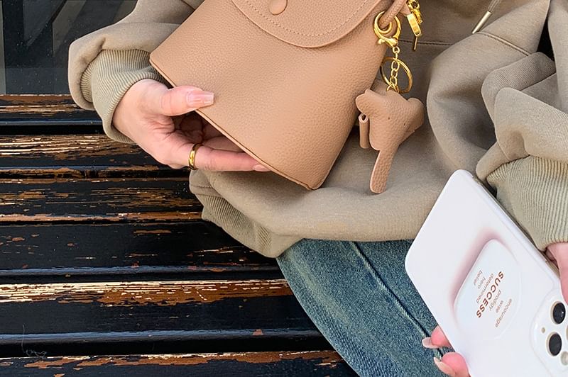 Leather Faux Bag Flap Crossbody Plain