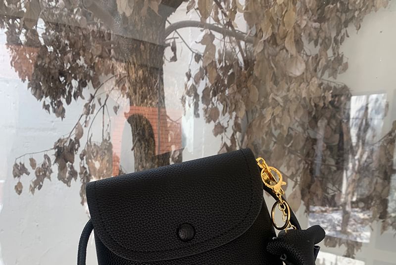 Leather Faux Bag Flap Crossbody Plain