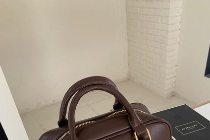 Bag Plain Handle Top Faux Crossbody Leather