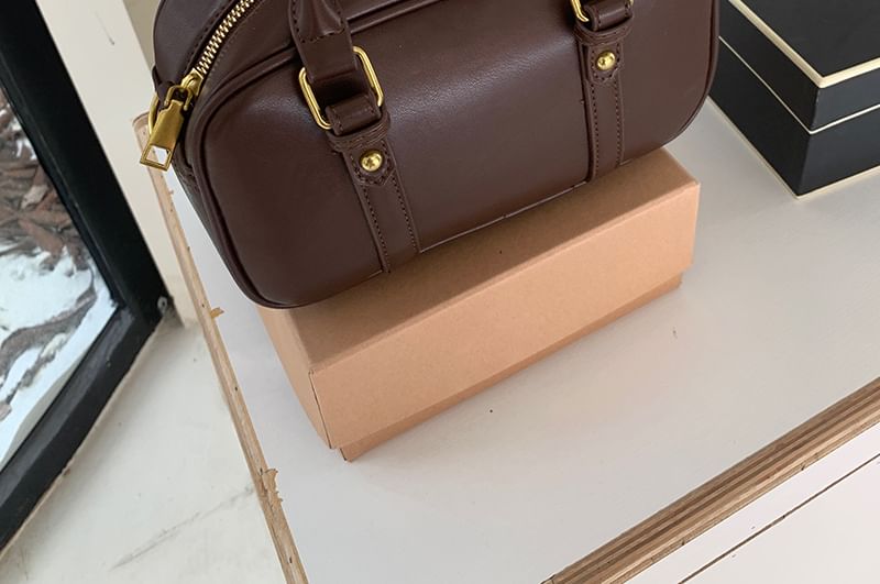 Bag Plain Handle Top Faux Crossbody Leather