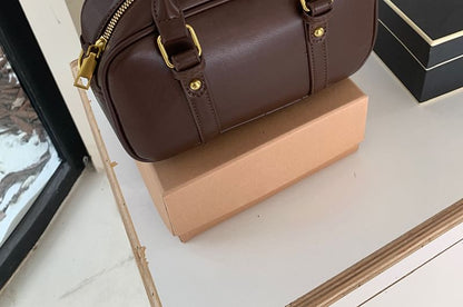 Bag Plain Handle Top Faux Crossbody Leather