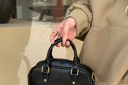 Bag Plain Handle Top Faux Crossbody Leather