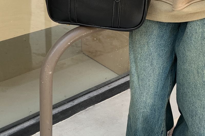 Bag Plain Handle Top Faux Crossbody Leather