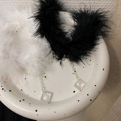 Crystal Chenille Pendant Faux Choker