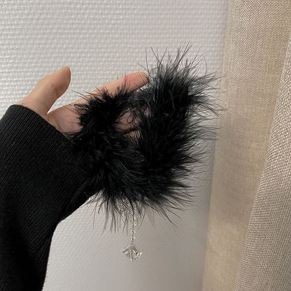 Crystal Chenille Pendant Faux Choker