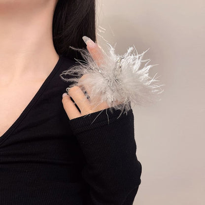 Alloy Open Feather Ring