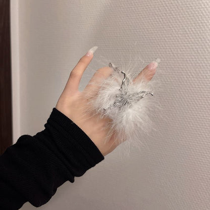 Alloy Open Feather Ring