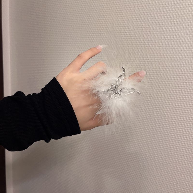 Alloy Open Feather Ring