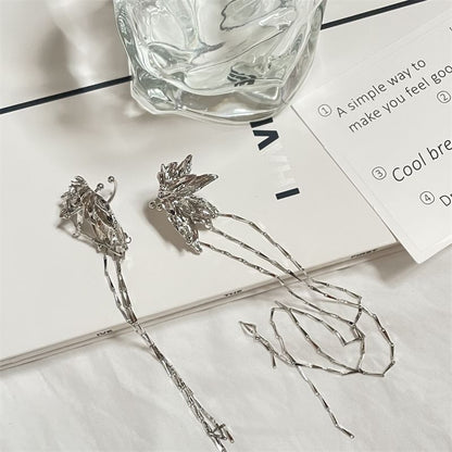 Earring Alloy Threader Cuff Butterfly