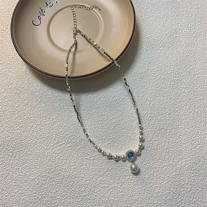 Rhinestone Faux Choker Pearl Alloy Pendant