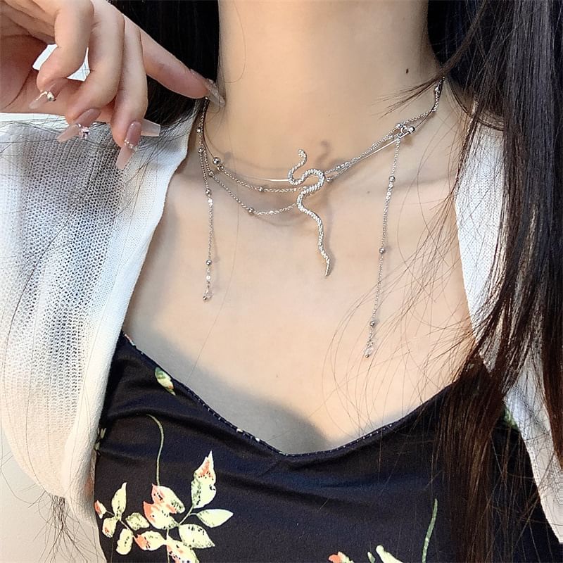 Layered Snake Choker Alloy