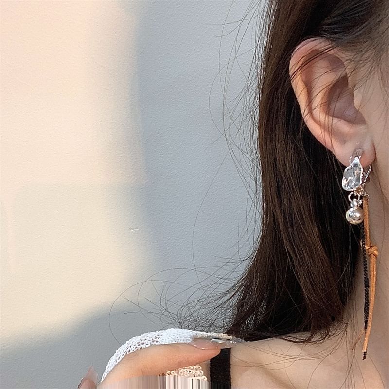 Faux Cord Alloy Earring Leather Dangle