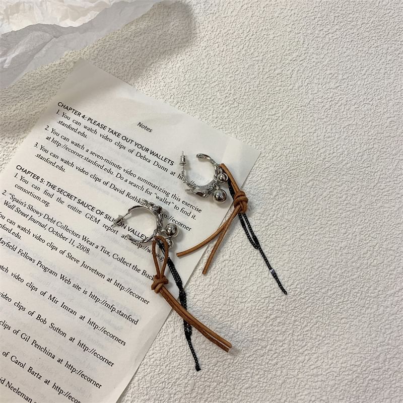 Faux Cord Alloy Earring Leather Dangle