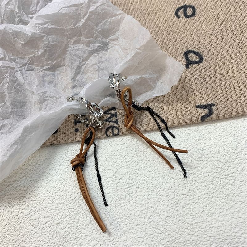 Faux Cord Alloy Earring Leather Dangle