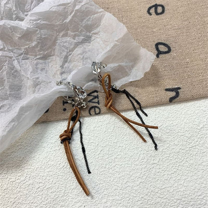 Faux Cord Alloy Earring Leather Dangle