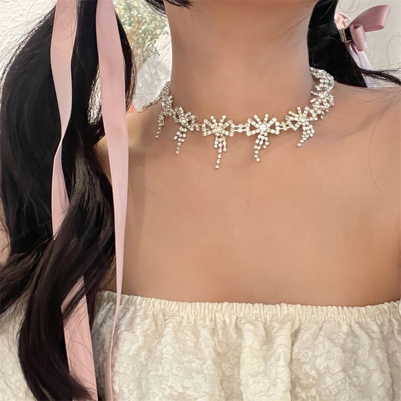 Hair Rhinestone Ribbon Clip