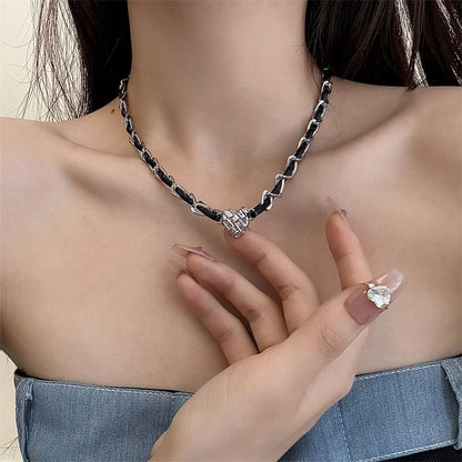 Alloy Faux Leather Choker