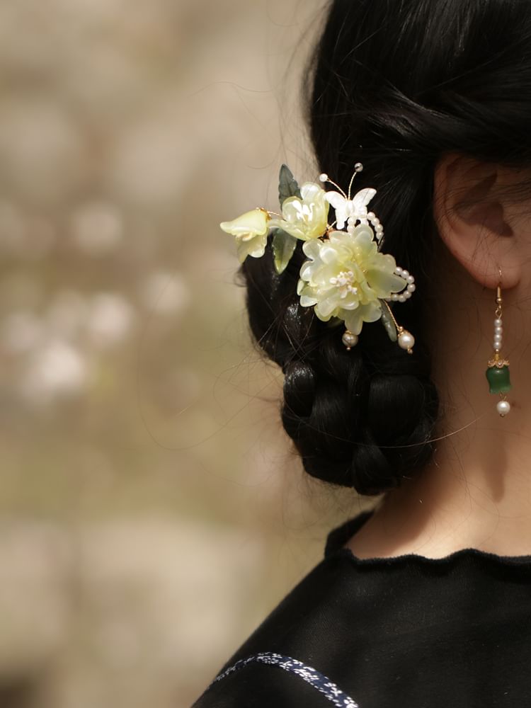 Floral Glass Alloy Hair Comb (Various Designs)