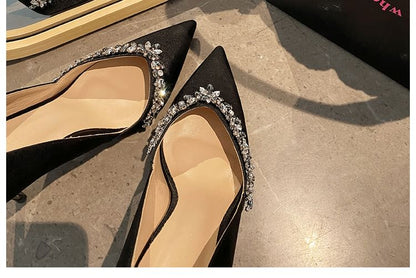 Pointy Heel Stiletto Pumps Rhinestone