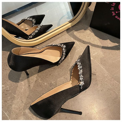 Pointy Heel Stiletto Pumps Rhinestone