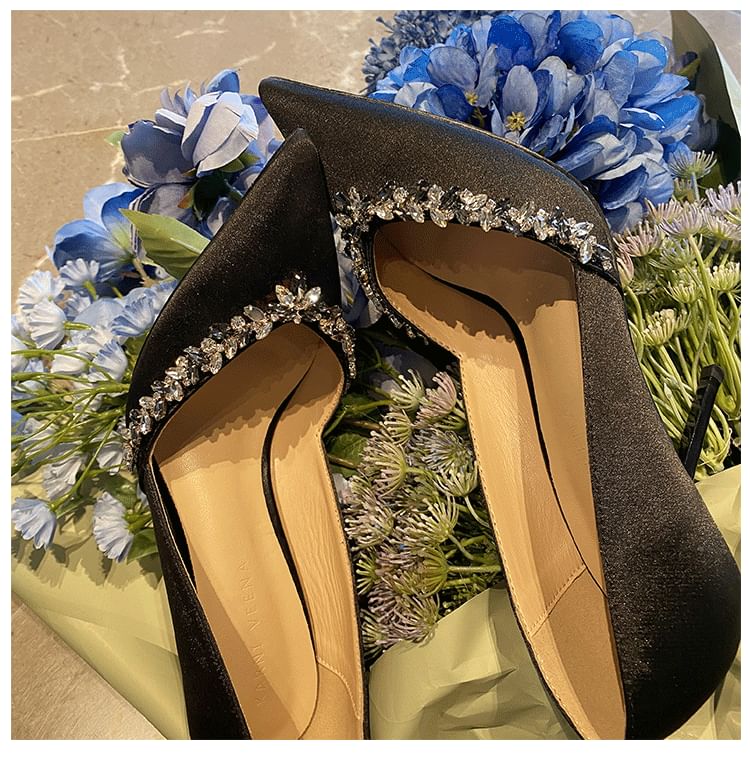 Pointy Heel Stiletto Pumps Rhinestone