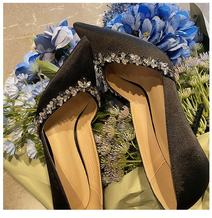 Pointy Heel Stiletto Pumps Rhinestone
