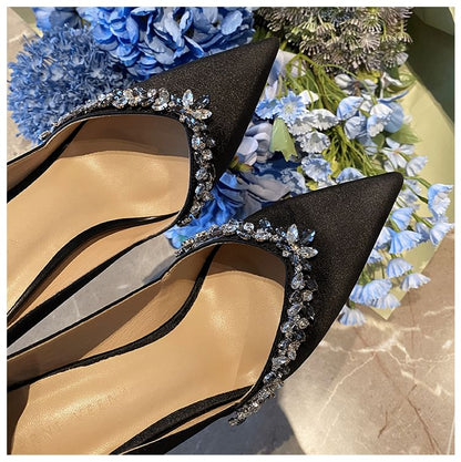 Pointy Heel Stiletto Pumps Rhinestone
