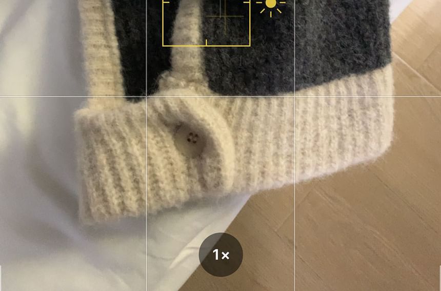 Two Tone Knit Buttoned Balaclava