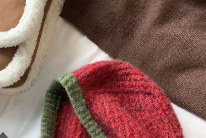 Two Tone Knit Buttoned Balaclava