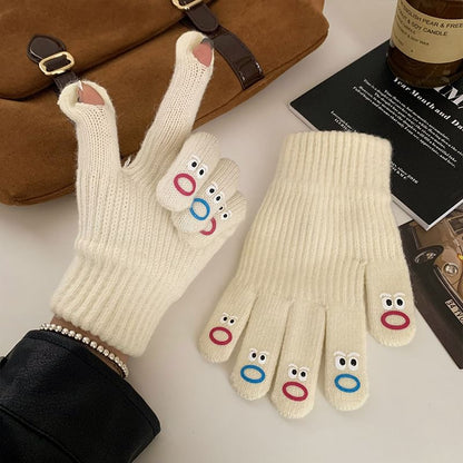 Print Gloves Knit Touchscreen Cartoon