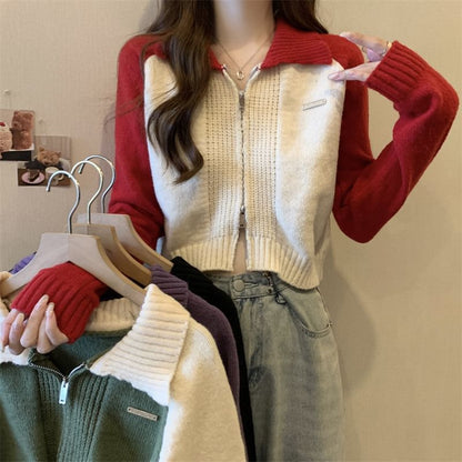 Cardigan Two-Tone Zip Polo