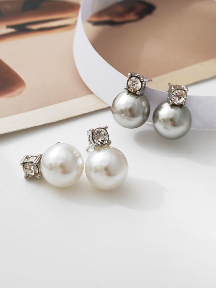 Earring Faux Pearl Rhinestone Drop