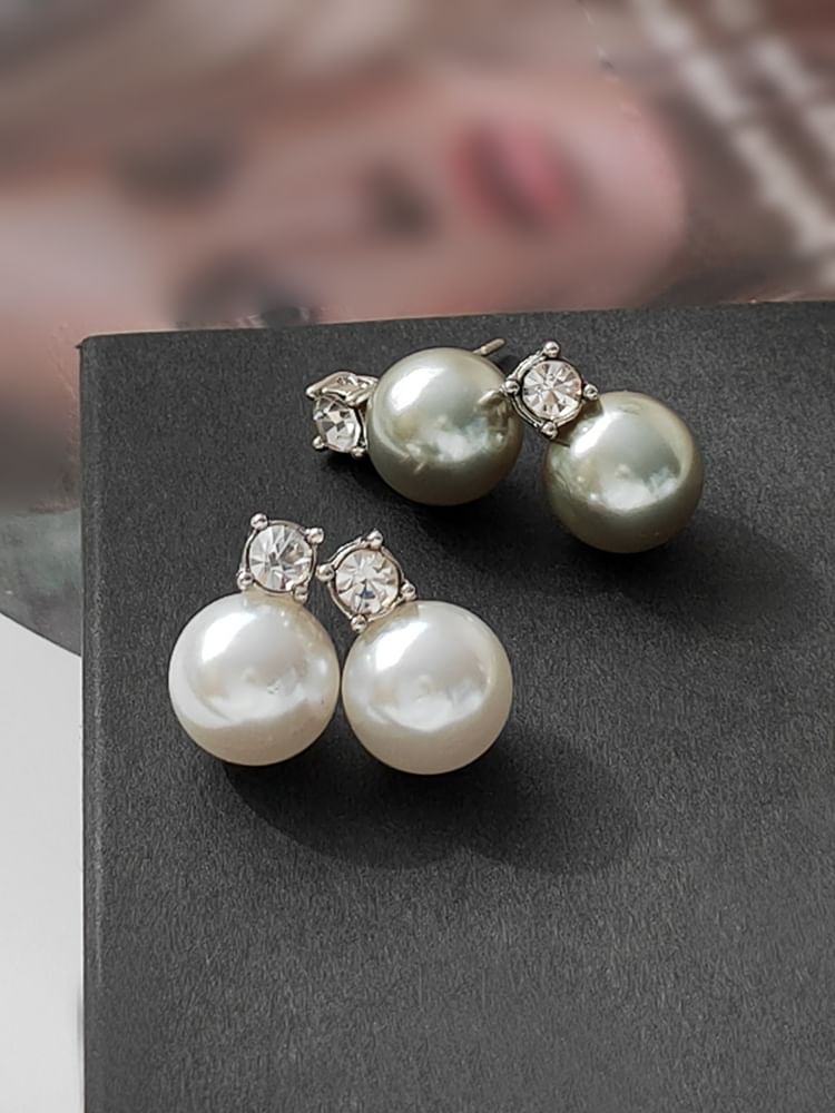 Earring Faux Pearl Rhinestone Drop